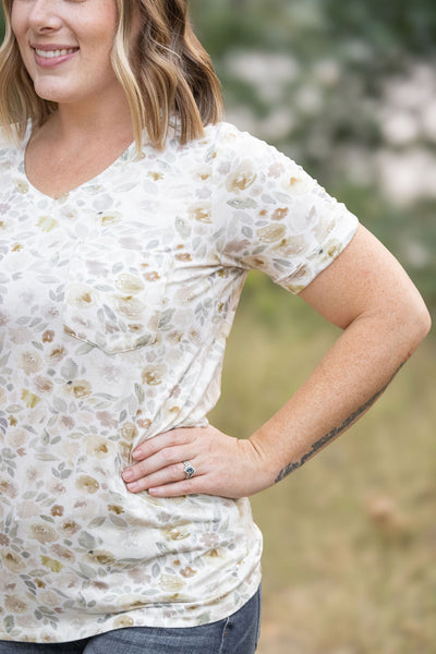 Sophie Pocket Tee - Neutral Floral-Shirts-Authentically Radd Women's Online Boutique in Endwell, New York