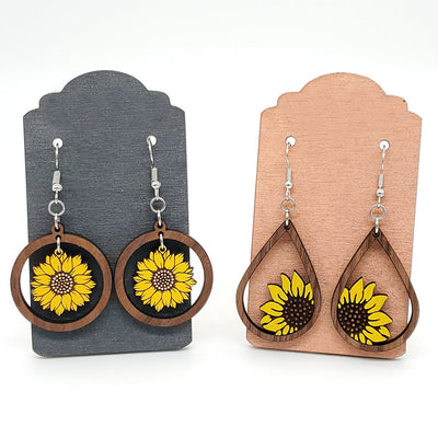 *RTS* Wooden Sunflower Earrings-Authentically Radd Women's Online Boutique in Endwell, New York