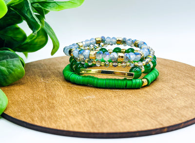 *RTS* Go Green Heishi Bead Bracelet Stacks-Authentically Radd Women's Online Boutique in Endwell, New York
