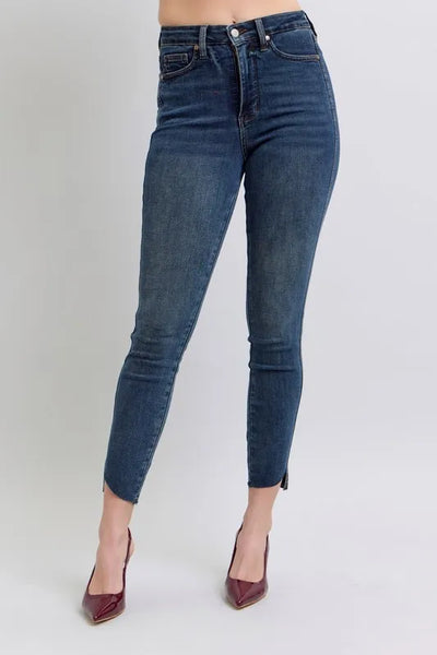Judy Blue Full Size High Waist Tummy Control Step Hem Skinny Jeans Plus Size-Authentically Radd Women's Online Boutique in Endwell, New York