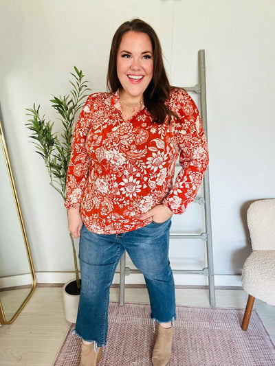 Vintage Botanical Top in Rust-Authentically Radd Women's Online Boutique in Endwell, New York