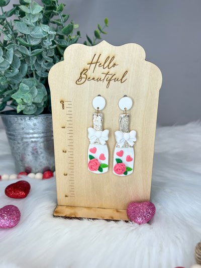 Pink Champagne Bottle Earrings-Authentically Radd Women's Online Boutique in Endwell, New York