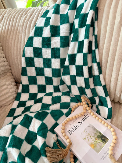 RTS Green Checkered Throw Blanket-Authentically Radd Women's Online Boutique in Endwell, New York