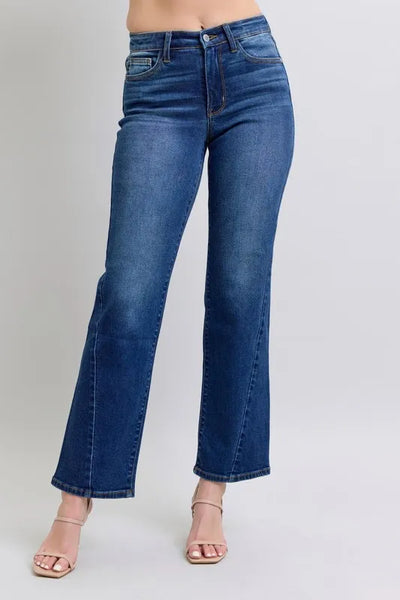 Judy Blue Side Seam Detail Straight Jeans-Authentically Radd Women's Online Boutique in Endwell, New York