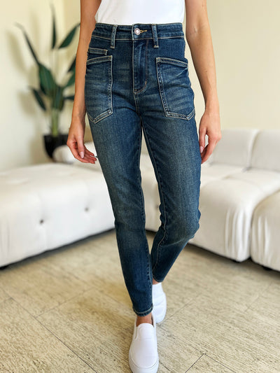 Judy Blue Anessa patch pocket Skinny Jeans-Authentically Radd Women's Online Boutique in Endwell, New York