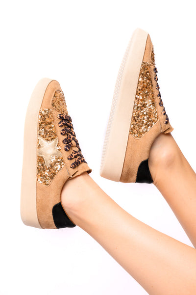 Another Round Sneakers in Gold Sequins-Womens-Authentically Radd Women's Online Boutique in Endwell, New York