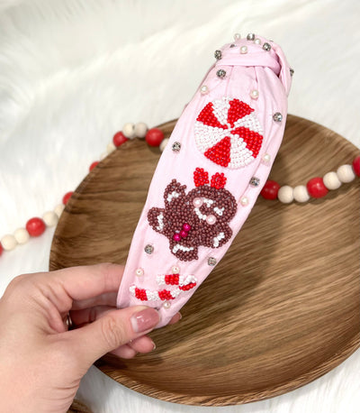 *RTS* Pink Gingerbread Beaded Headband-Authentically Radd Women's Online Boutique in Endwell, New York