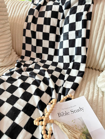 RTS Black Checkered Throw Blanket-Authentically Radd Women's Online Boutique in Endwell, New York