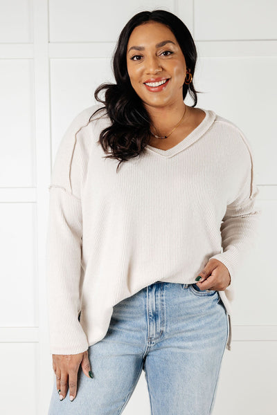 Basically Freezing Brushed Hacci Top in Sand Beige-Tops-Authentically Radd Women's Online Boutique in Endwell, New York