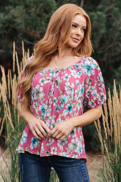 Bloom So Bright Floral Top-Tops-Authentically Radd Women's Online Boutique in Endwell, New York