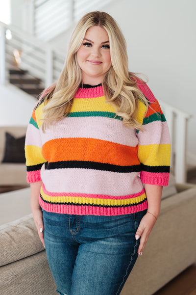 Bright Side Striped Sweater-Tops-Authentically Radd Women's Online Boutique in Endwell, New York