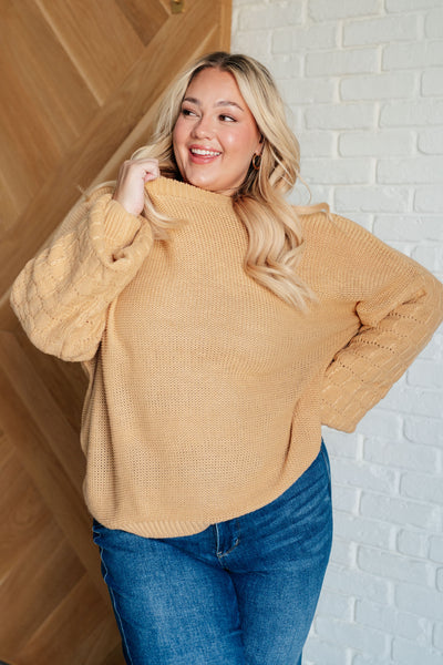 Bubbly Personality Bubble Sleeve Sweater in Wheat-Tops-Authentically Radd Women's Online Boutique in Endwell, New York