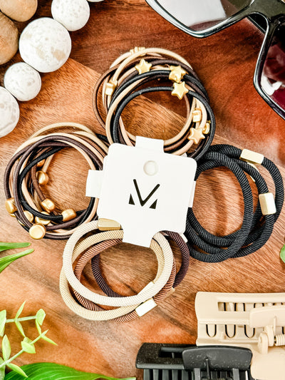 IN STOCK Hair Tie Bracelet Sets - Neutral Gold Accents-Hair Ties-Authentically Radd Women's Online Boutique in Endwell, New York