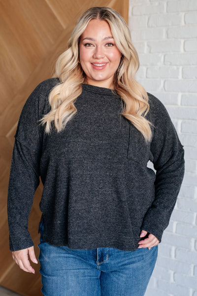 Casual Tuesday Ribbed Knit Sweater in Black-Tops-Authentically Radd Women's Online Boutique in Endwell, New York