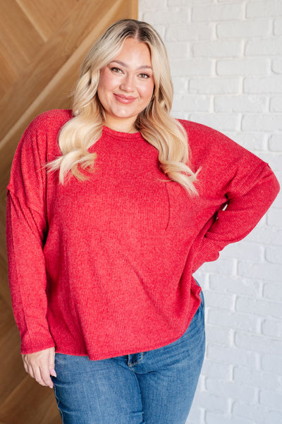 Casual Tuesday Ribbed Knit Sweater in Dark Red-Tops-Authentically Radd Women's Online Boutique in Endwell, New York