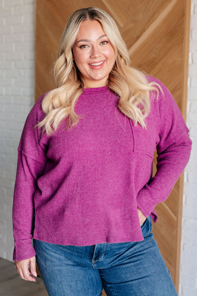 Casual Tuesday Ribbed Knit Sweater in Light Plum-Tops-Authentically Radd Women's Online Boutique in Endwell, New York