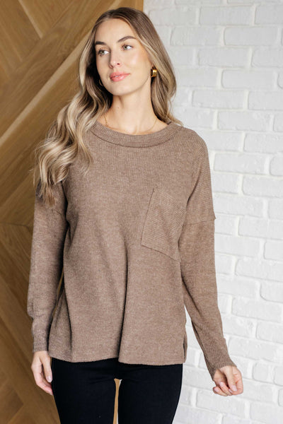 Casual Tuesday Ribbed Knit Sweater in Mocha-Tops-Authentically Radd Women's Online Boutique in Endwell, New York