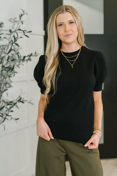 Casually Classy Puff Sleeve Blouse in Black-Womens-Authentically Radd Women's Online Boutique in Endwell, New York