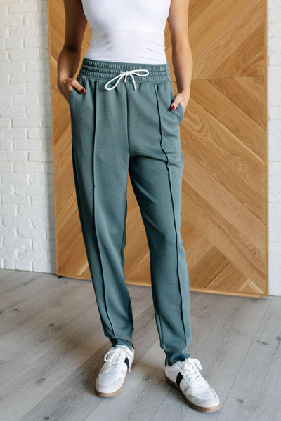 Center Seam Scuba Joggers in Ash Jade-Bottoms-Authentically Radd Women's Online Boutique in Endwell, New York