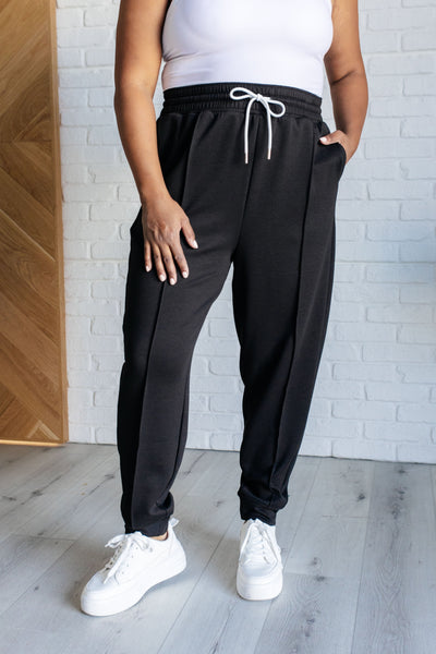 Center Seam Scuba Joggers in Black-Bottoms-Authentically Radd Women's Online Boutique in Endwell, New York