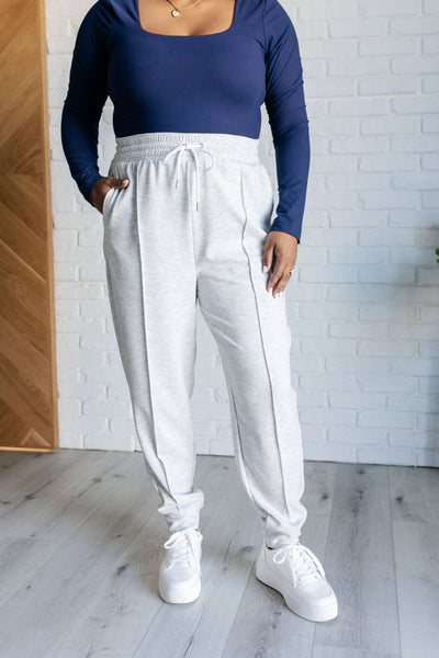 Center Seam Scuba Joggers in Heather Grey-Bottoms-Authentically Radd Women's Online Boutique in Endwell, New York