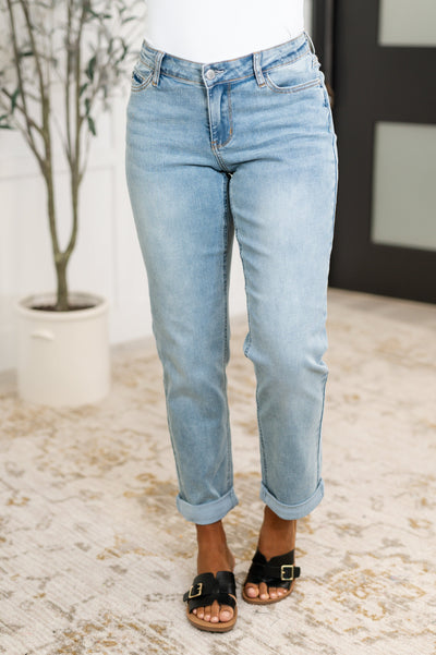 Bleached Cool Denim Boyfriend Jeans-Womens-Authentically Radd Women's Online Boutique in Endwell, New York