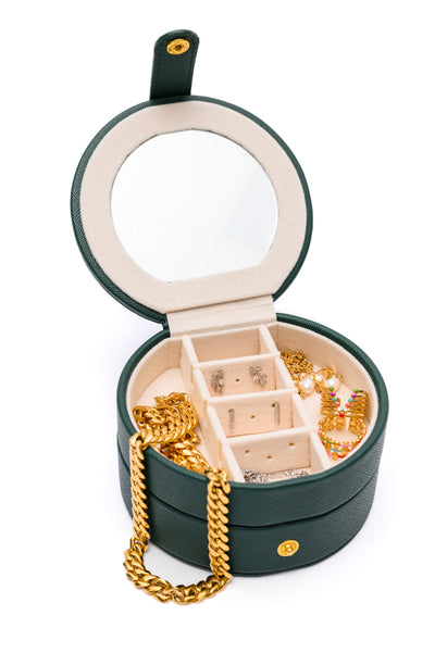 Circular Travel Jewelry Case in Green-Home & Decor-Authentically Radd Women's Online Boutique in Endwell, New York