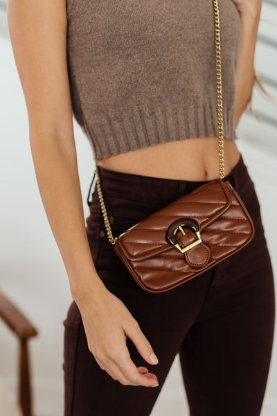 Classic Beauty Quilted Clutch in Brown-Accessories-Authentically Radd Women's Online Boutique in Endwell, New York