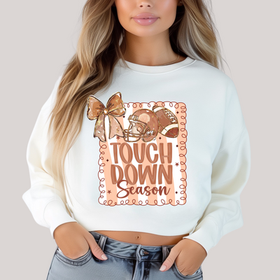 Coquette Touchdown Season in White Sweatshirt-Womens-Authentically Radd Women's Online Boutique in Endwell, New York