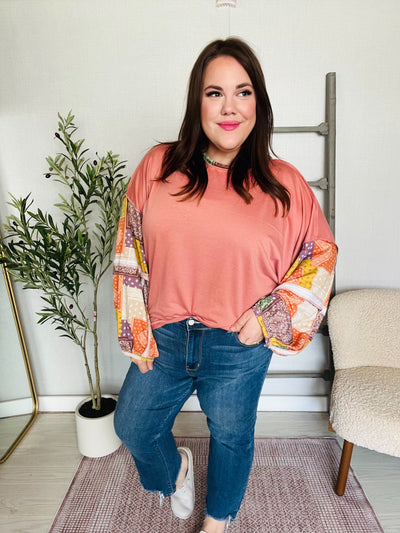 Wanderlust Patchwork Long Sleeve Top-Authentically Radd Women's Online Boutique in Endwell, New York