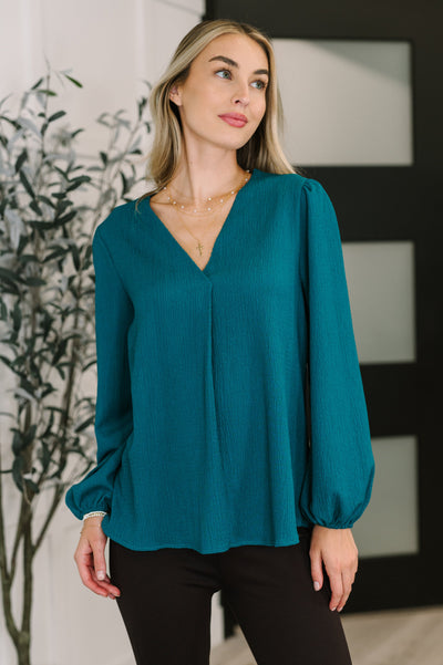 Desk to Dinner V-Neck Balloon Sleeve Blouse-Womens-Authentically Radd Women's Online Boutique in Endwell, New York