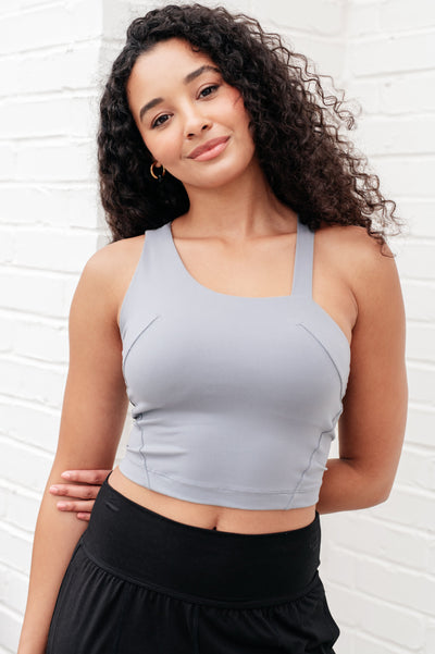 Doing it For Me Asymmetrical Tank in Rhino Grey-Athleisure-Authentically Radd Women's Online Boutique in Endwell, New York