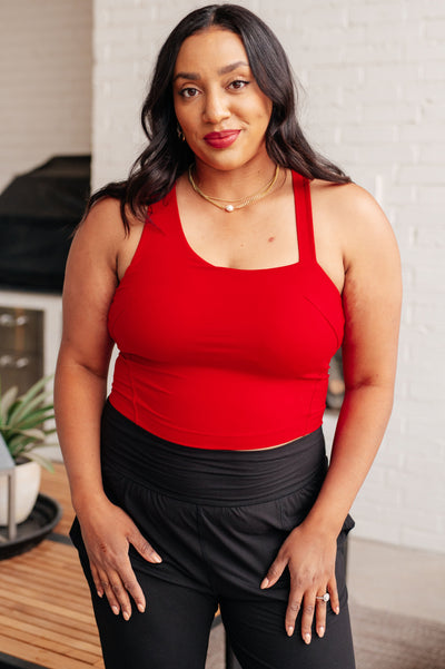 Doing it For Me Asymmetrical Tank in True Red-Athleisure-Authentically Radd Women's Online Boutique in Endwell, New York