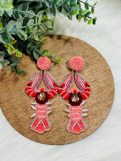 Beaded Crawfish Earrings-Authentically Radd Women's Online Boutique in Endwell, New York