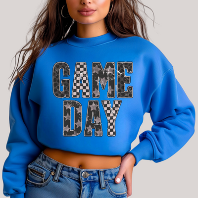 Edgy Gameday in Blue Sweatshirt-Womens-Authentically Radd Women's Online Boutique in Endwell, New York