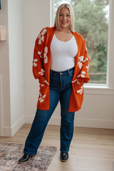 Enough Anyways Floral Cardigan in Burnt Orange-Layers-Authentically Radd Women's Online Boutique in Endwell, New York