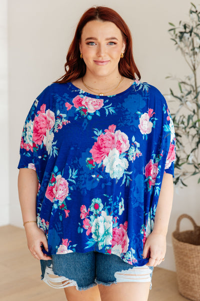 Essential Blouse in Royal and Pink Floral-Womens-Authentically Radd Women's Online Boutique in Endwell, New York