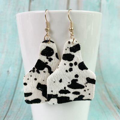 *RTS* Cow Tag Leather Earrings-Authentically Radd Women's Online Boutique in Endwell, New York