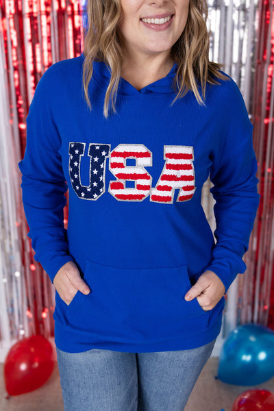 Corrine Hoodie - Royal Blue USA-clothing-Authentically Radd Women's Online Boutique in Endwell, New York