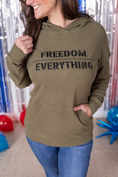 Corrine Embroidered Hoodie - Freedom Over Everything-clothing-Authentically Radd Women's Online Boutique in Endwell, New York