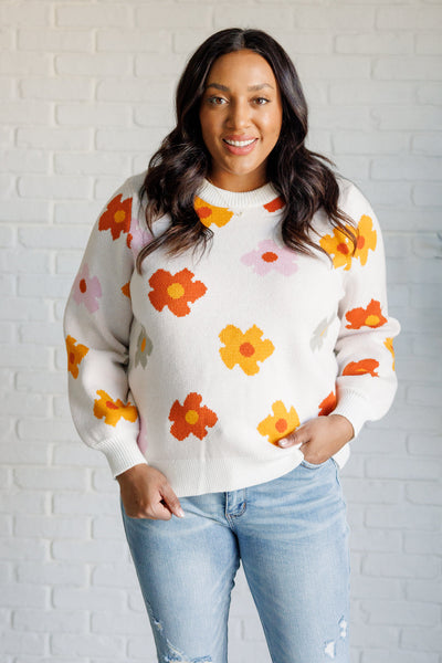 Falling Flowers Floral Sweater-Tops-Authentically Radd Women's Online Boutique in Endwell, New York