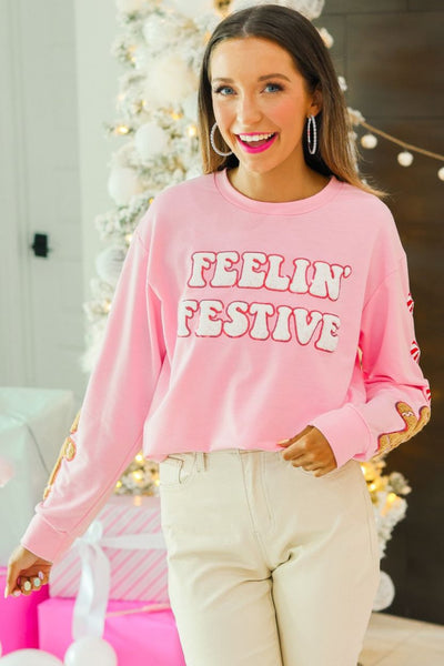 Feelin Festive Pink Sweater-Womens-Authentically Radd Women's Online Boutique in Endwell, New York