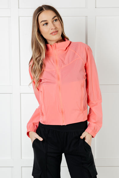 Fit Happens Nylon Tennis Jacket in Coral Rose-Layers-Authentically Radd Women's Online Boutique in Endwell, New York