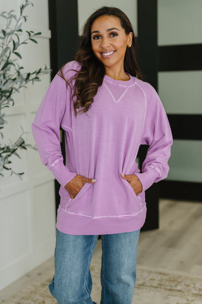 For the Experience Relaxed Pullover in Lavender-Womens-Authentically Radd Women's Online Boutique in Endwell, New York