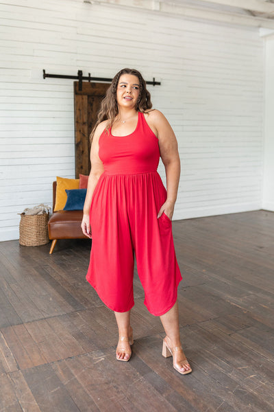 Good Idea Jumpsuit in Red-Jumpsuits & Rompers-Authentically Radd Women's Online Boutique in Endwell, New York