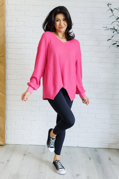 Good Things Are Coming V-Neck Top in Pink-Tops-Authentically Radd Women's Online Boutique in Endwell, New York