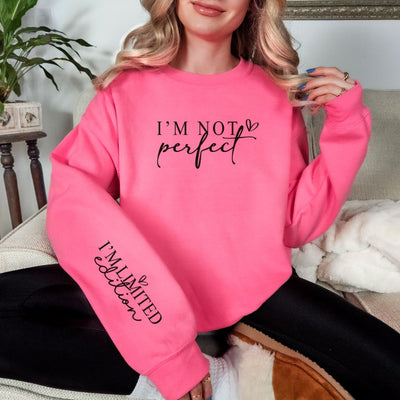 I'm Not Perfect Graphic Sweatshirt in Three Colors-Preorder-Authentically Radd Women's Online Boutique in Endwell, New York