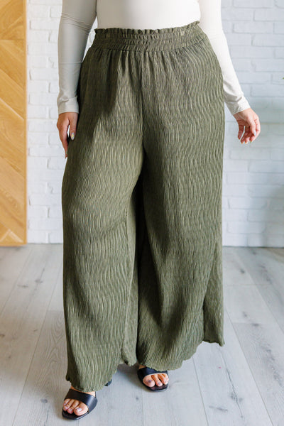 Harmony High Rise Wide Pants in Olive-Bottoms-Authentically Radd Women's Online Boutique in Endwell, New York