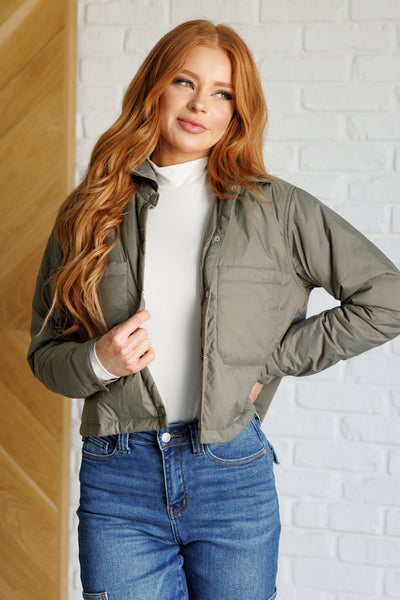 Hear Me Out Lightweight Puffer Jacket in Olive-Layers-Authentically Radd Women's Online Boutique in Endwell, New York