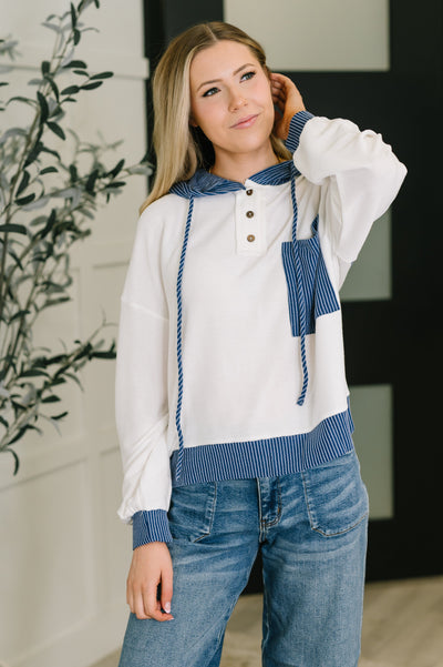 Here for Now Color Block Hoodie in Blue-Womens-Authentically Radd Women's Online Boutique in Endwell, New York